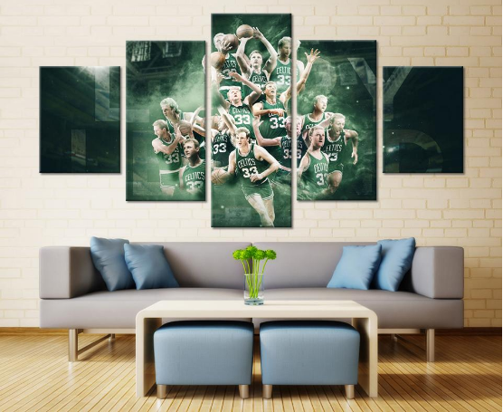 Boston Celtics Basketball 3 Sport 5 Panel Canvas Art Wall Decor