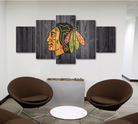 Chicago Blackhawks Barn Wood Sport 5 Panel Canvas Art Wall Decor