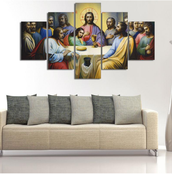 Jesus The Last Supper 1 Religion 5 Panel Canvas Art Wall Decor