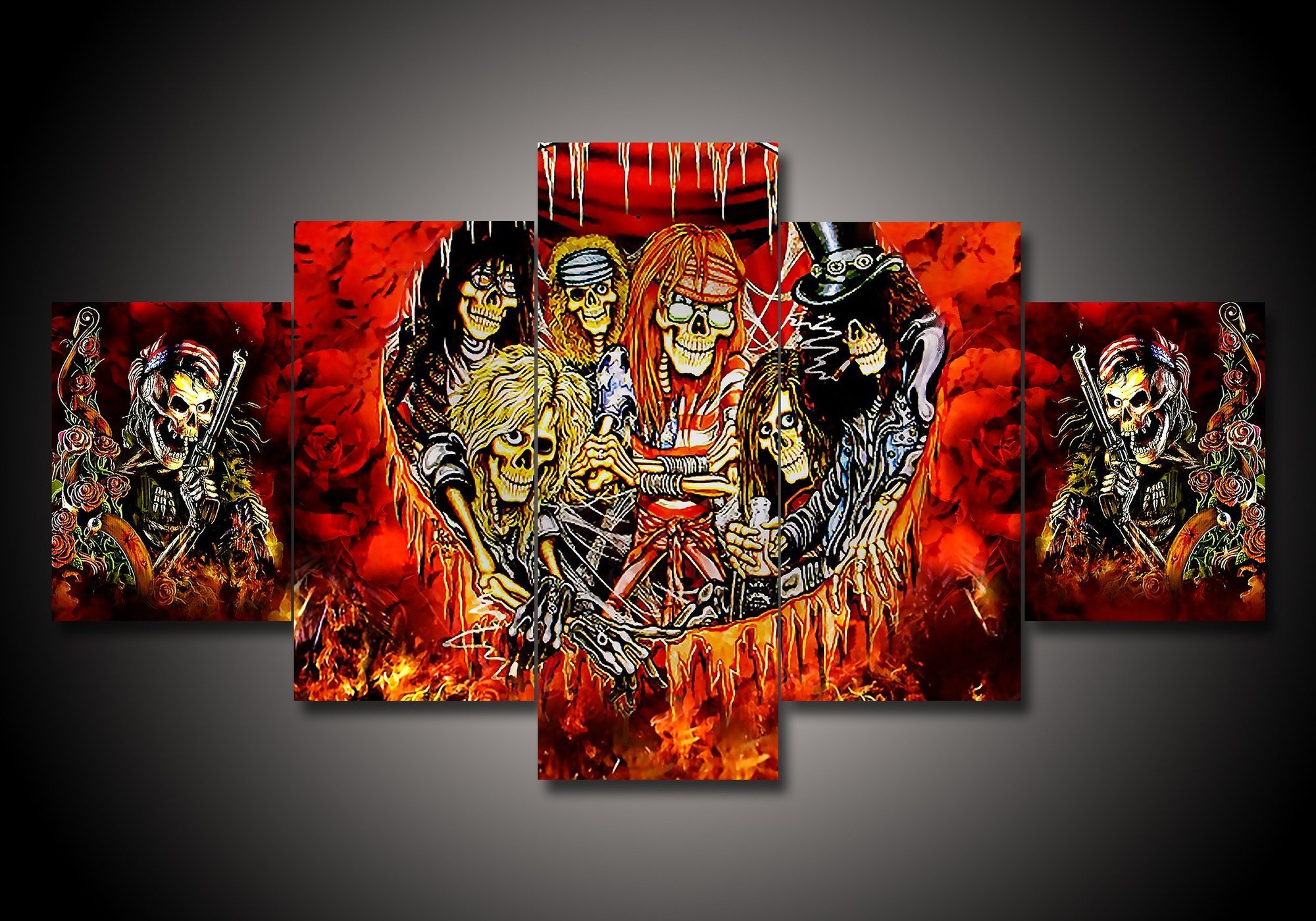 Guns N’ Roses – Abstract 5 Panel Canvas Art Wall Decor – Canvas Storm