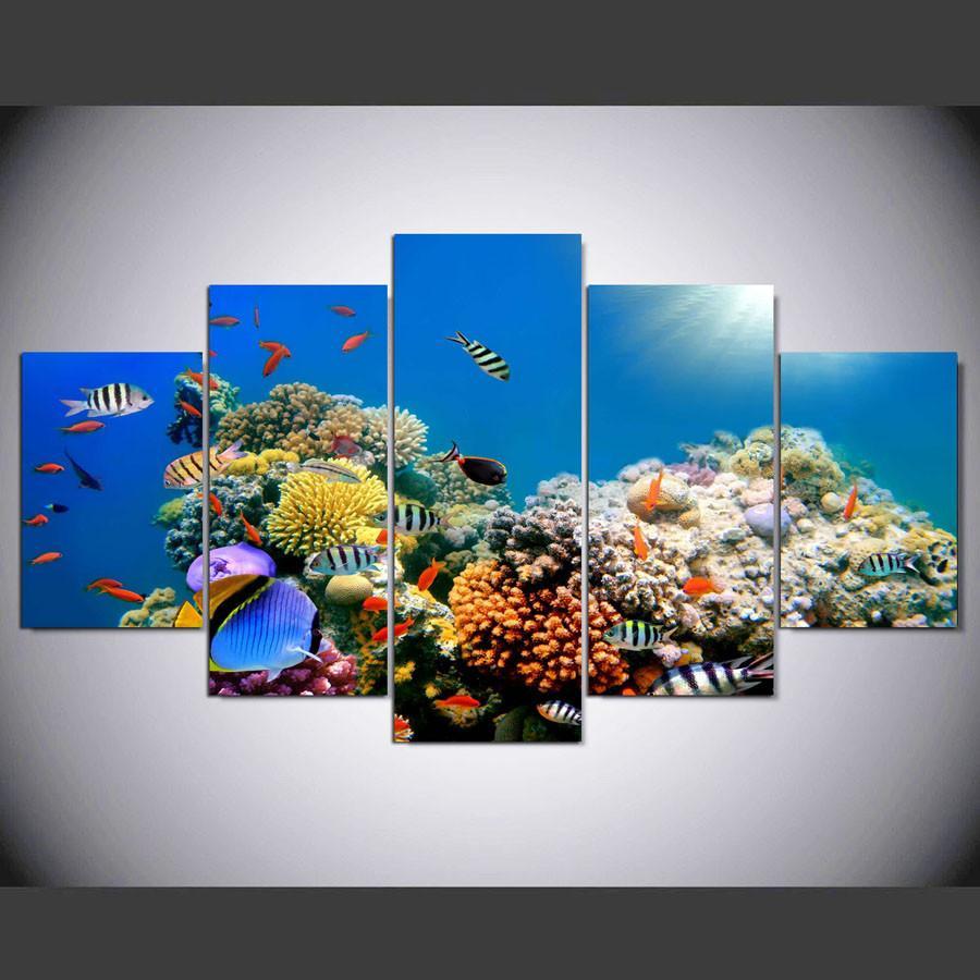 Coral Reef Paradise – Ocean 5 Panel Canvas Art Wall Decor – Canvas Storm