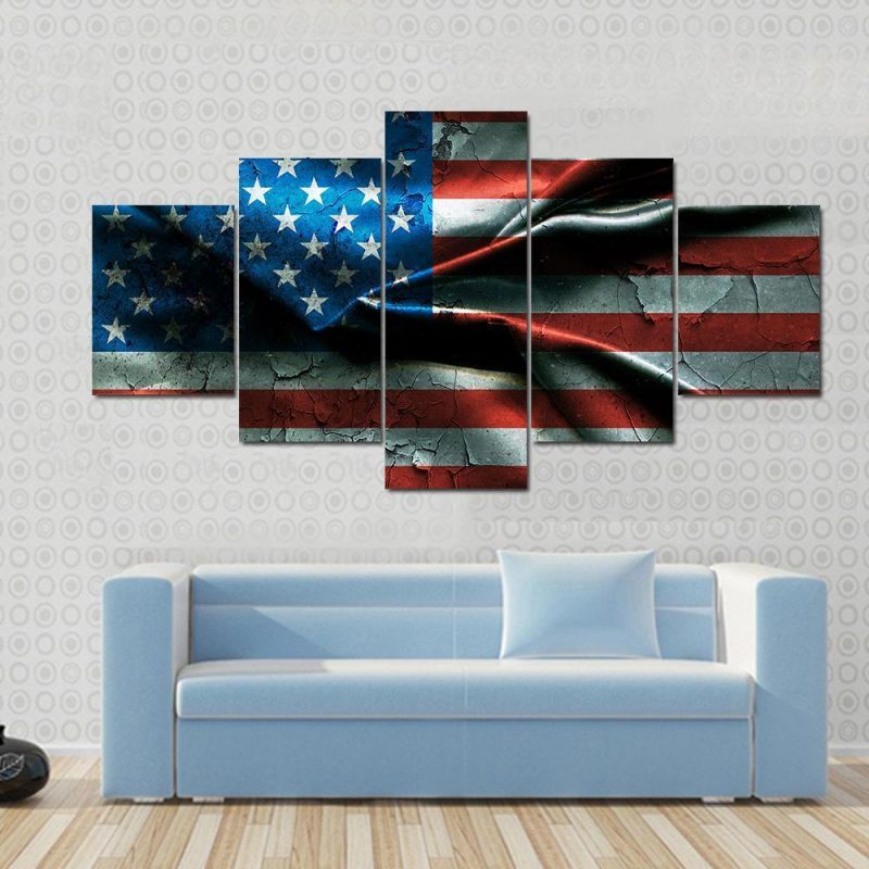 American Flag 4 – Abstract 5 Panel Canvas Art Wall Decor – Canvas Storm