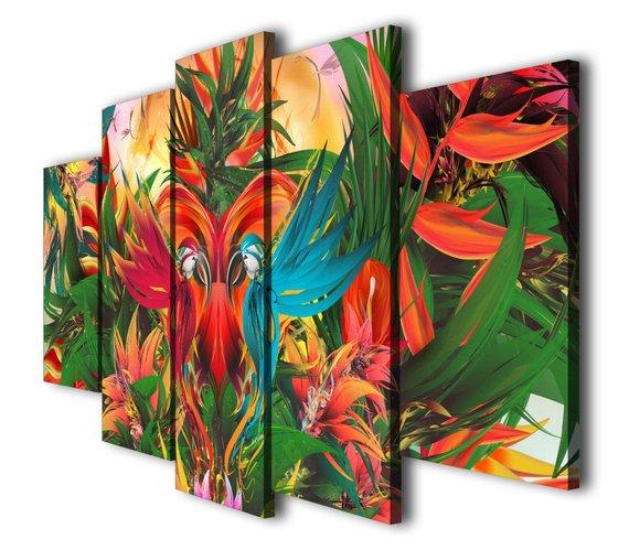 Jungle Abstract – Abstract 5 Panel Canvas Art Wall Decor – Canvas Storm