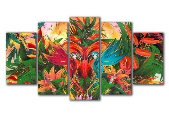 Jungle Abstract – Abstract 5 Panel Canvas Art Wall Decor – Canvas Storm