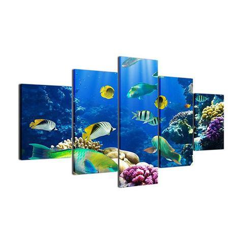 Ocean Sea Life – Animal 5 Panel Canvas Art Wall Decor – Canvas Storm