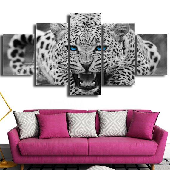 Leopard 01 – Animal 5 Panel Canvas Art Wall Decor – Canvas Storm