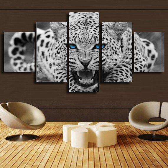 Leopard 01 – Animal 5 Panel Canvas Art Wall Decor – Canvas Storm