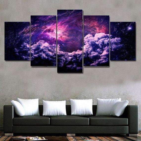 Galactic Nebula Universe – Space 5 Panel Canvas Art Wall Decor – Canvas ...