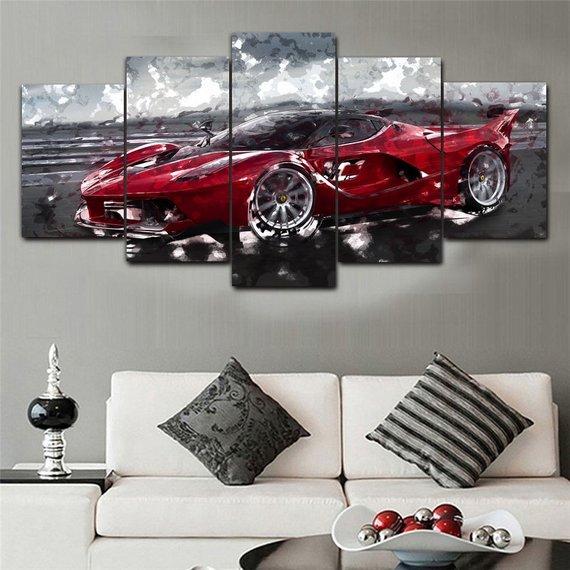 Super Car 04 – Automative 5 Panel Canvas Art Wall Decor – Canvas Storm