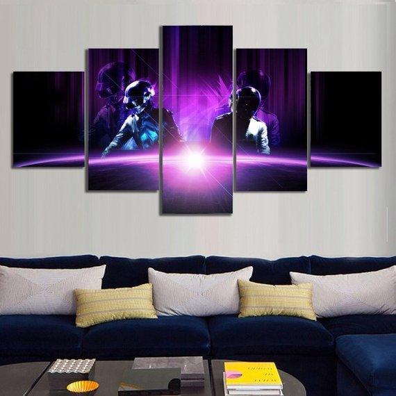 Daft Punk Rock Band – Music 5 Panel Canvas Art Wall Decor – Canvas Storm