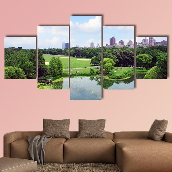 New York Central Park View From Belveder Nature 5 Panel Canvas Art Wall Decor Canvas Storm