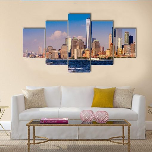 One World Trade Center In New York – Nature 5 Panel Canvas Art Wall ...