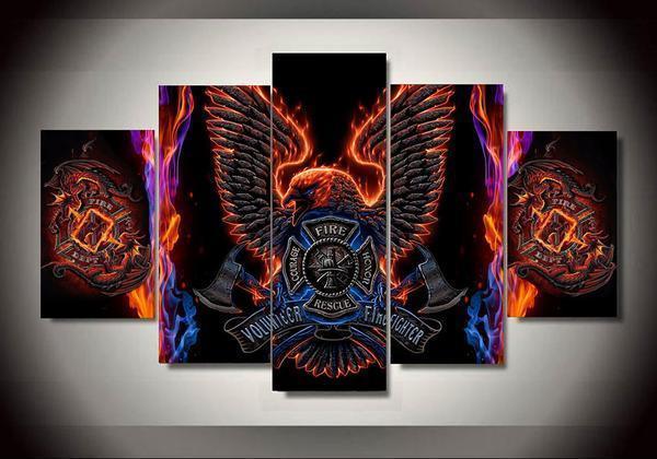 Firefighter 5 – Abstract 5 Panel Canvas Art Wall Decor – Canvas Storm