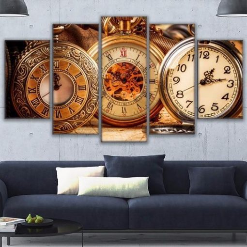 Antique Pocket Watches – Watch 5 Panel Canvas Art Wall Decor – Canvas Storm