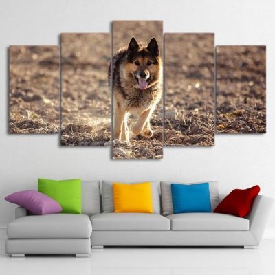 German Shepherd Dog 1 – Animal 5 Panel Canvas Art Wall Decor – Canvas Storm