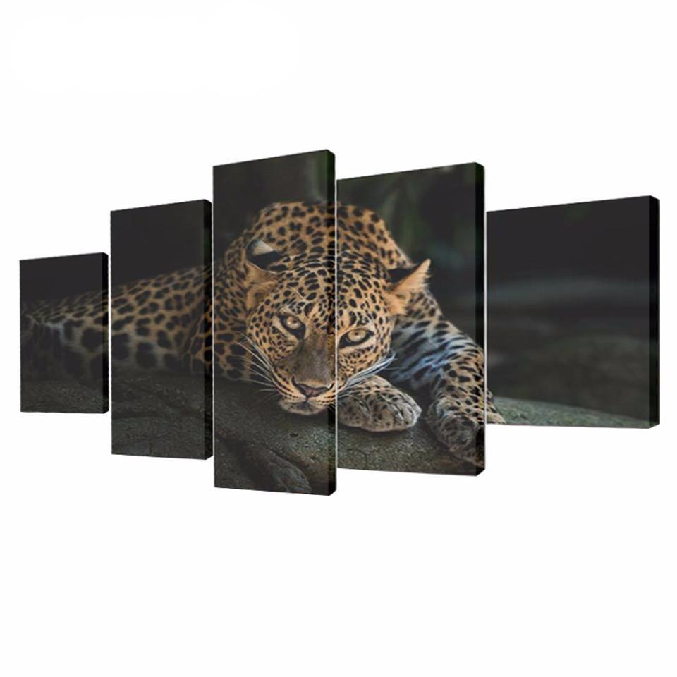 African Cheetah – Animal 5 Panel Canvas Art Wall Decor – Canvas Storm