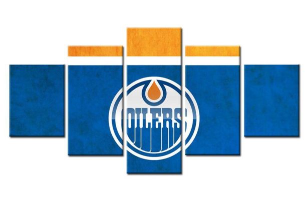 Edmonton Oilers Nhl Team Logo – Sport 5 Panel Canvas Art Wall Decor