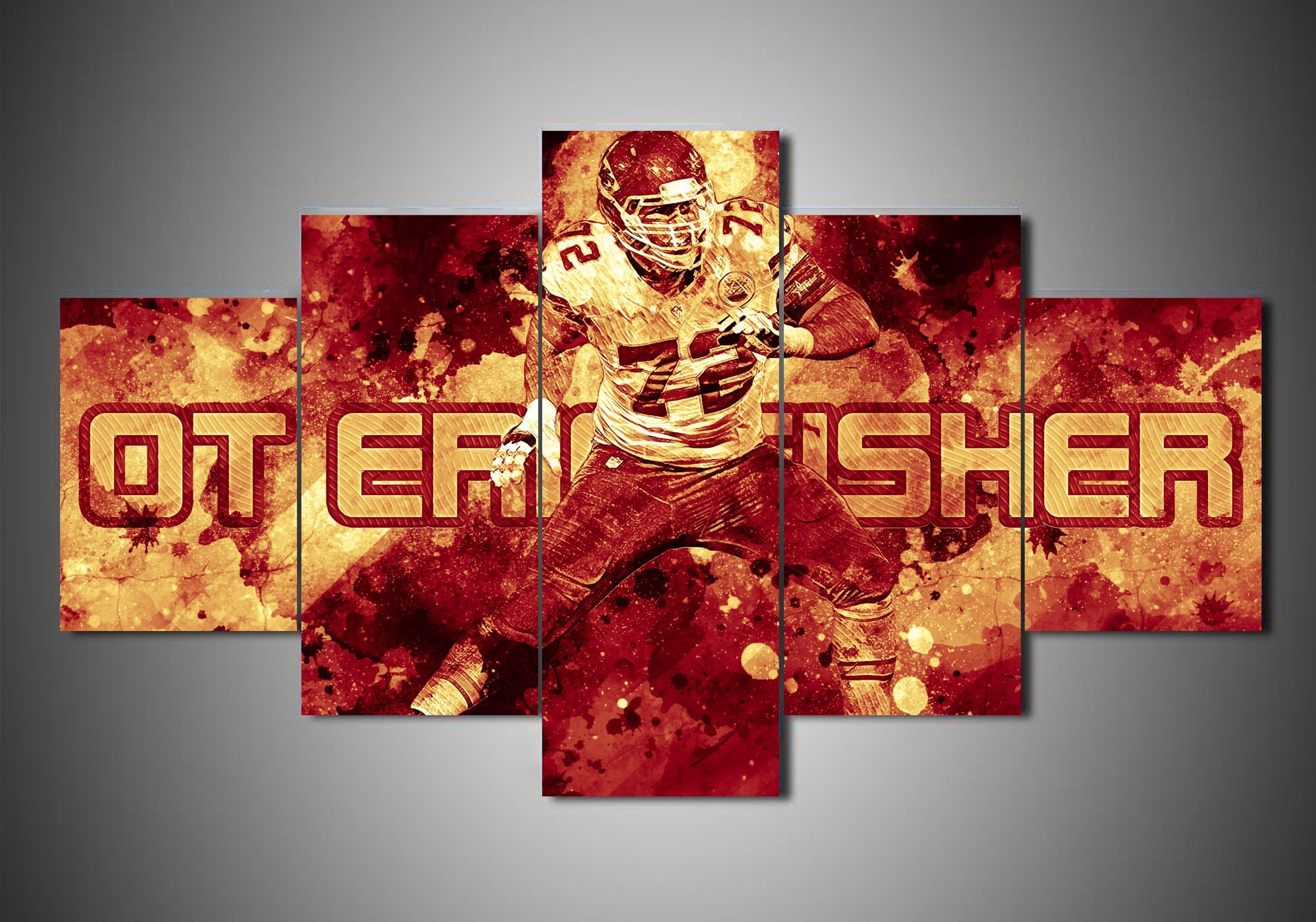 Kansas City Chiefs - Eric Fisher - Sport 5 Panel Canvas Art Wall Decor - Canvas Storm