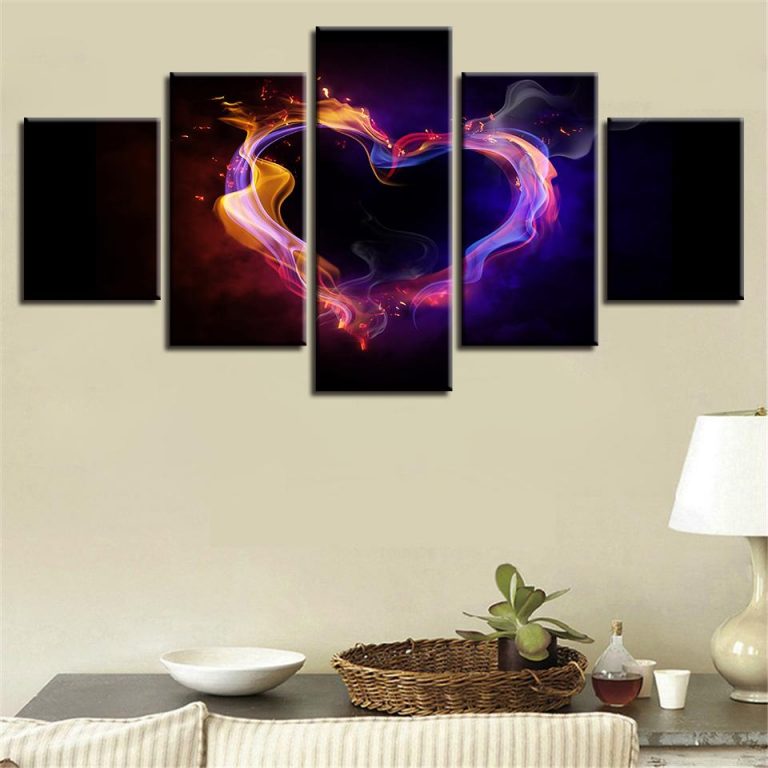 Abstract Love Heart – Abstract 5 Panel Canvas Art Wall Decor – Canvas Storm