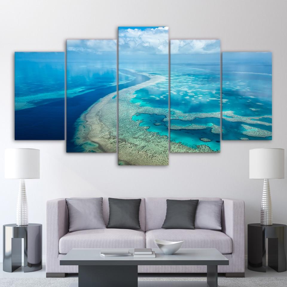Great Barrier Reef – Nature 5 Panel Canvas Art Wall Decor-CV – Canvas Storm