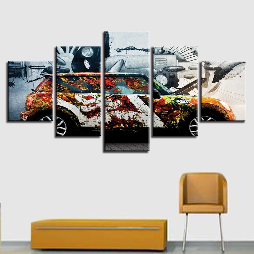 Colorful Car Automative 5 Panel Canvas Art Wall Decor Canvas Storm