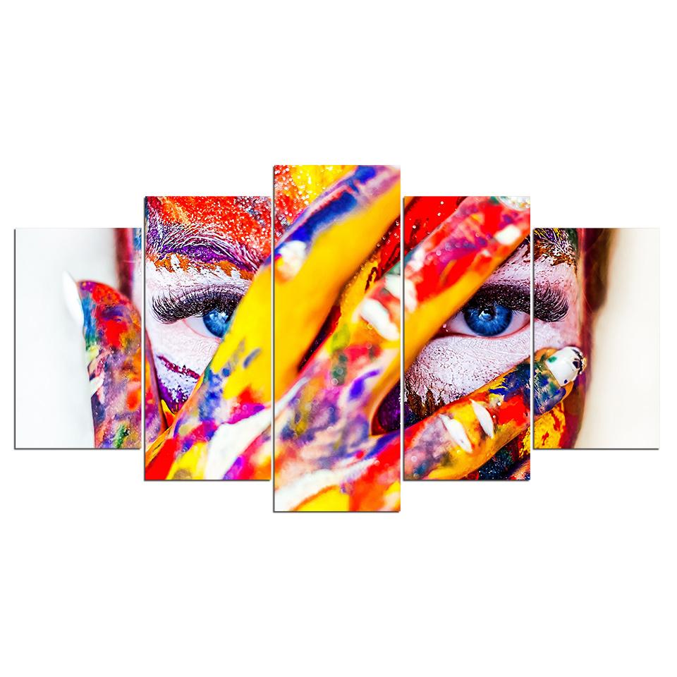 Body Canvas Beautiful Woman’S Eye Abstract 5 Panel