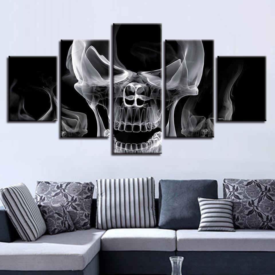 5 Pieces Home Decor Canvas Print Painting Wall Art Psychedelic Abstract Skull