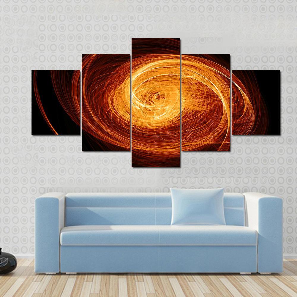 Abstract Flaming Twisted Quasar Black Hole – Space 5 Panel Canvas Art ...