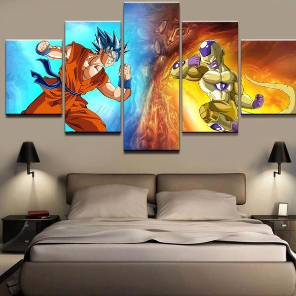 Dragon Ball Two Characters Fighting 1 – Anime 5 Panel Canvas Art Wall