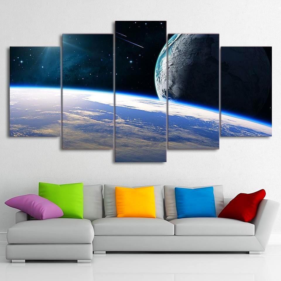 Cosmic Planets – Space Universe 5 Panel Canvas Art Wall Decor – Canvas ...