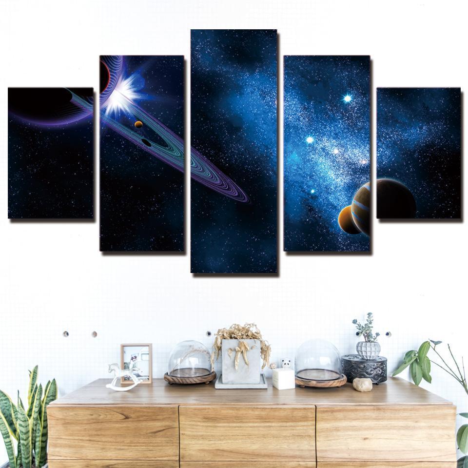 Universe Space Fantasy Planet – Space Universe 5 Panel Canvas Art Wall ...