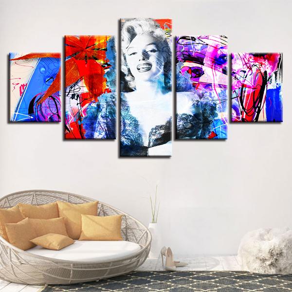 Beautiful Marilyn Monroe Actress – Famous Person 5 Panel Canvas Art ...