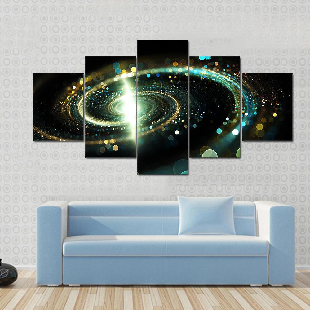 Spiral Galaxy Representation Via Lights – Space 5 Panel Canvas Art Wall ...