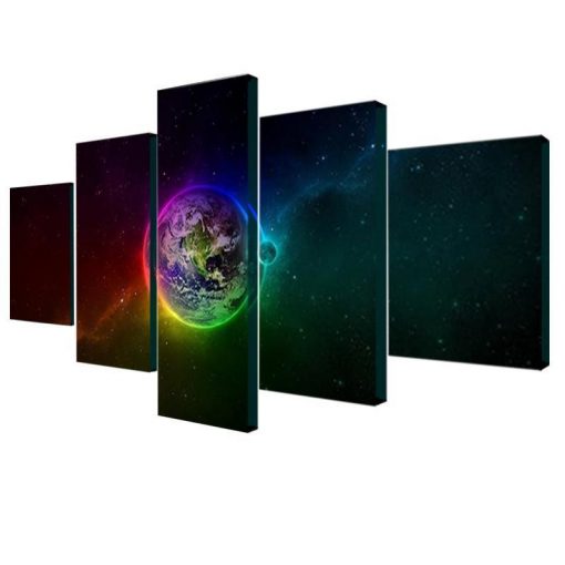 Colorful Outer Space – Abstract 5 Panel Canvas Art Wall Decor – Canvas