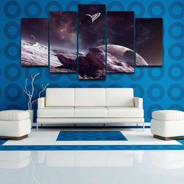 Galaxy Surface Starry Sky – Space 5 Panel Canvas Art Wall Decor ...