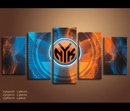 23121-NF New York Knicks Basketball Logo Basketball - 5 Panel Canvas Art Wall Decor
