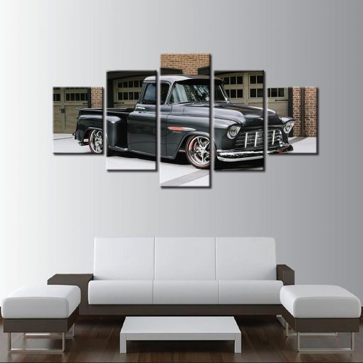23107-NF Chevrolet 3100 Black 1955 Car - 5 Panel Canvas Art Wall Decor