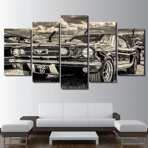 22525-NF 1965 Ford Mustang Car & Motor - 5 Panel Canvas Art Wall Decor