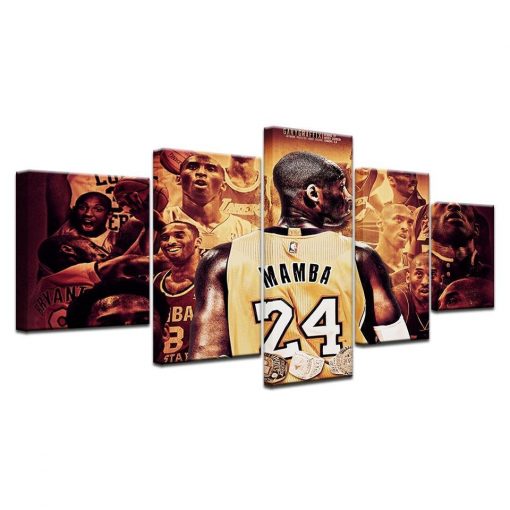 22619-NF 24 Kobe Bryant Basketball Player Sport - 5 Panel Canvas Art Wall Decor