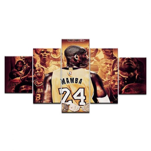 22619-NF 24 Kobe Bryant Basketball Player Sport - 5 Panel Canvas Art Wall Decor