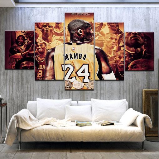 22619-NF 24 Kobe Bryant Basketball Player Sport - 5 Panel Canvas Art Wall Decor