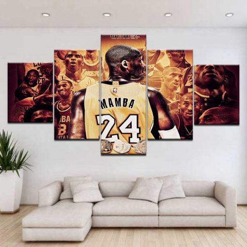 22619-NF 24 Kobe Bryant Basketball Player Sport - 5 Panel Canvas Art Wall Decor