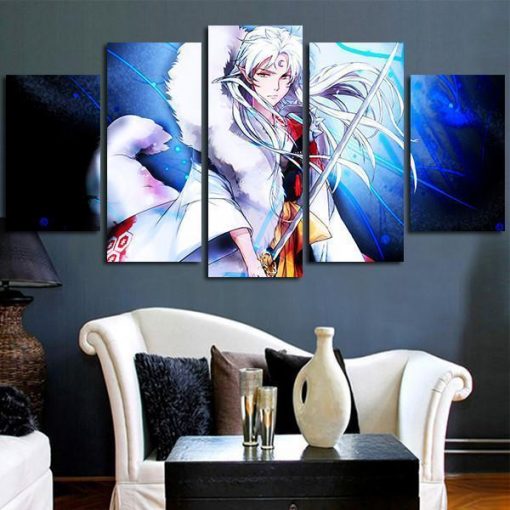 23091-NF Sesshomaru In Inuyasha Anime - 5 Panel Canvas Art Wall Decor