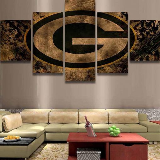 22290-NF 5 Piece NFL Green Bay Packers Emblem Football - 5 Panel Canvas Art Wall Decor