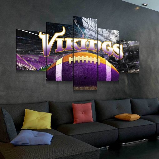 Minnesota Vikings 10 Sport 5 Panel Canvas Art Wall Decor Canvas Storm