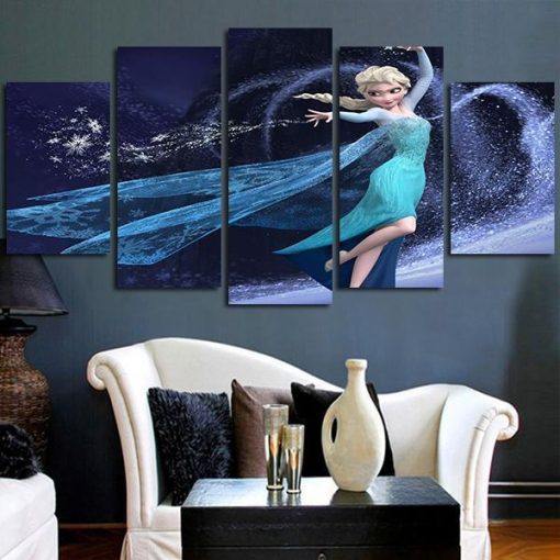 23093-NF Frozen Elsa Princess Cartoon - 5 Panel Canvas Art Wall Decor