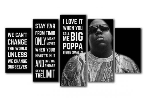 23133-NF Biggie Small Big Poppa Quotes Celebrity - 5 Panel Canvas Art Wall Decor