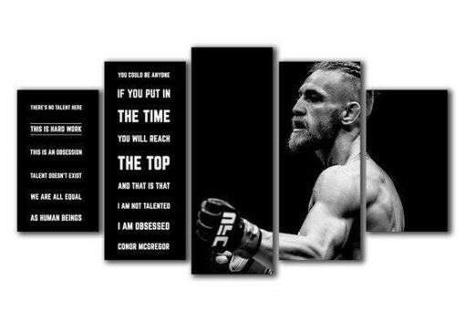 22422-NF Conor McGregor Black Quote Celebrity - 5 Panel Canvas Art Wall Decor