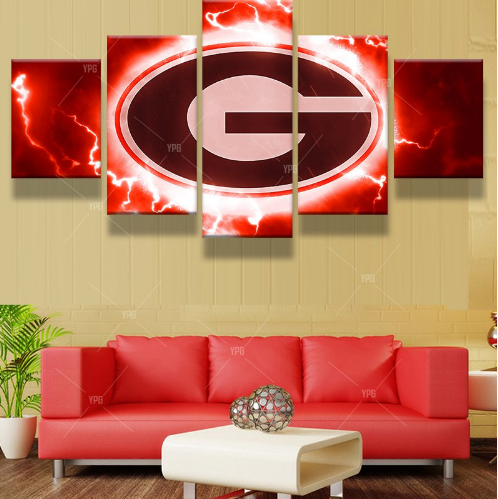 22254-NF Georgia Bulldogs Football Team Sport - 5 Panel Canvas Art Wall Decor