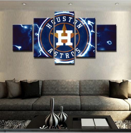 22346-NF Houston Astros Baseball Sport - 5 Panel Canvas Art Wall Decor